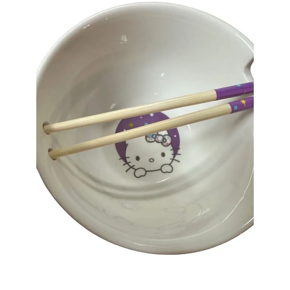 Hello Kitty 6” chopstick bowl 20 oz pink‎ turquoise iridescent stars NEW in box
